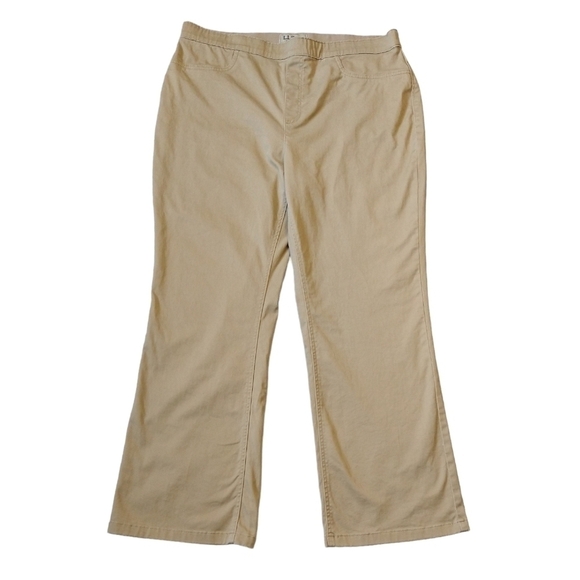 L.L. Bean Tan Classic Fit Straight Leg Pull On Pants High Rise Neutral - Picture 1 of 8